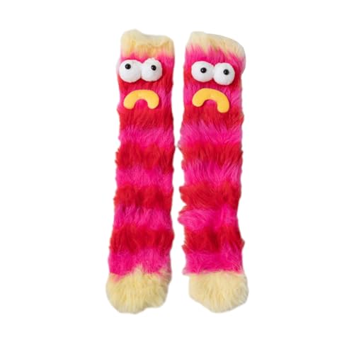 Frauen Dicker Warme Fuzzy Socken Plüschwinkel Für Schlaf Nach Hause Weich Gemütlich Cartoon Puppen Knöchel Crew Frauen Fuzzy Cosy Weiche Slipper Socken von Watreketal