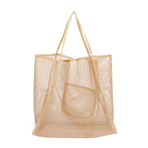 Frauen Große Kapazität Umhängetasche Feste Farbe Freizeitbeutel Wiederverwendbarer Mesh Tte Große Kapazität Handtaschen Für Reisen Weibliche Mesh Schulter Frauen Unterarm Mädchen Feste Farbe von Watreketal