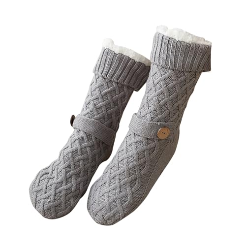 Frauen Männer Winter Warmer Nicht Schlechter Slipper Socken Thermischem Fleece Aus Dem Weihnachtsfest Mit Greifer Und Button Fleece Aus Slipper Gesäumt. von Watreketal