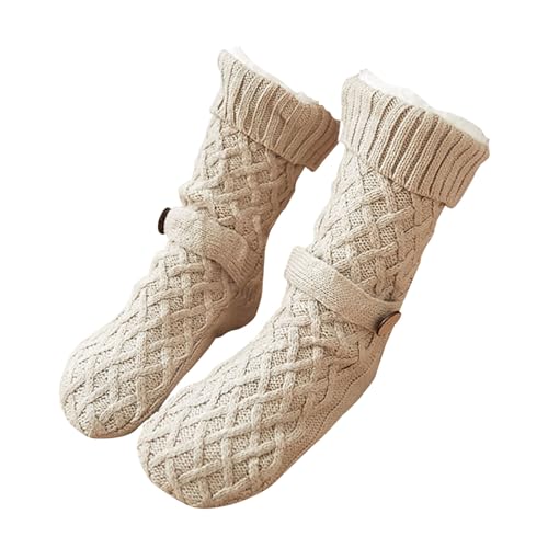 Frauen Männer Winter Warmer Nicht Schlechter Slipper Socken Thermischem Fleece Aus Dem Weihnachtsfest Mit Greifer Und Button Fleece Aus Slipper Gesäumt. von Watreketal