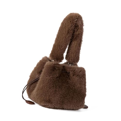 Frauen Plüsch Umhängetasche Koreanische Stile Crossbody Winter Eimer Kette Kette Getremter Handtasche Frauen Schulter Plüsch Crossbody Korean Styles Handtasche Winter von Watreketal