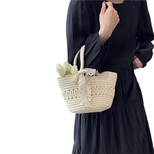 Frauen Strohbeutel Große Kapazität Schulter Weibliche Handgefertigte Handtasche Geldbeutel Mädchen Urlaub Mode Strand Frauen Strohhandtasche Handmated Waving Schulter Großer Kapazität Strand von Watreketal