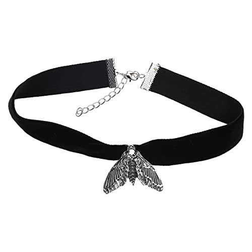 Gothic Skull Moth Charm Anhänger Choker Für Frauen Mädchen Mode Schädel Motte Hexen Schmuck Schwarzer Samtkette Halskette Schwarzer Samt Mit Anhänger Vintage Halsketten Mit Charm Modeschmuck von Watreketal