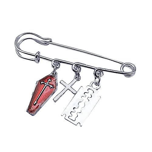 Gotische Minimalistische Brosche Cross Fünf Punkte Sternknochen/Büroclip Cross Stern Stern Pin Mode Sneaker Accessoire Statement von Watreketal