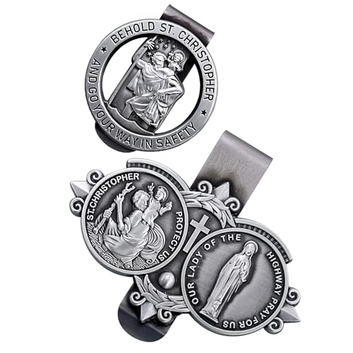 Katholische Fahrer Gebetsmedaillen Clip Christophers Und Kinderreisen Visors Katholisches Auto Accessoire Silber Tonvisier von Watreketal