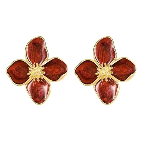 Koreanische Hochzeitsstile Hibiscus Blumenschsten Ohrringe Tragbar Für Frauen Vintage Modeschmuck In Eleganten Designs Fallengelassene Glasurneben von Watreketal