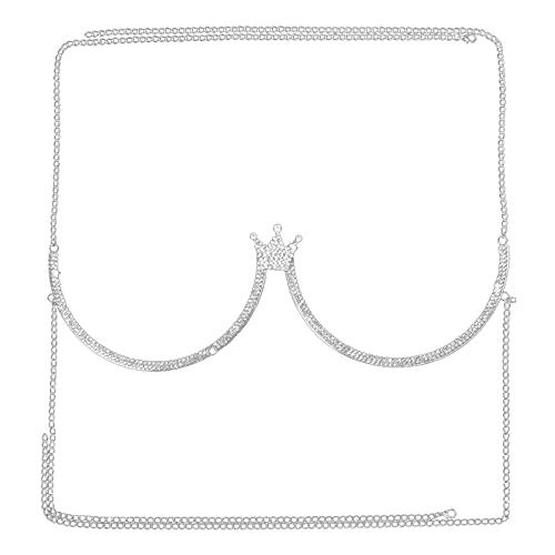 Kronen Brusthalterung BH BH Ketten Kleid Kabelbaum Festival Kleidung Strasskastenkiste Dessous Schmuck Für Frauen Mädchen Körper Schmuck Für Frauen Silber von Watreketal