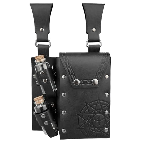 Mittelalterliche Taillenbeutel Für Frauen Mann Mittelalterlicher Alchemien Gürtelbeutel Mit 2 Kork Trankflaschen Halloween Kostümzubehör von Watreketal