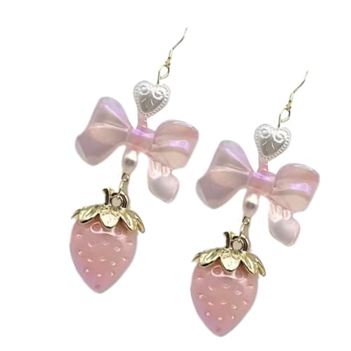 Mode Erdbeer Bowknot Ohrringe Accessoire Für Frauen Schöne Süße Legierung Drop Mit Stilvollem Polnischem Finish Täglich Lässig Lässig von Watreketal