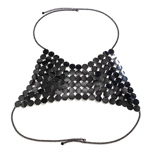 Mode Runde Paillettenrückenless Tanktops Für Frauen Funkle Hohles Outfit Bra Tops Club Festival Party Mesh Body Kette von Watreketal