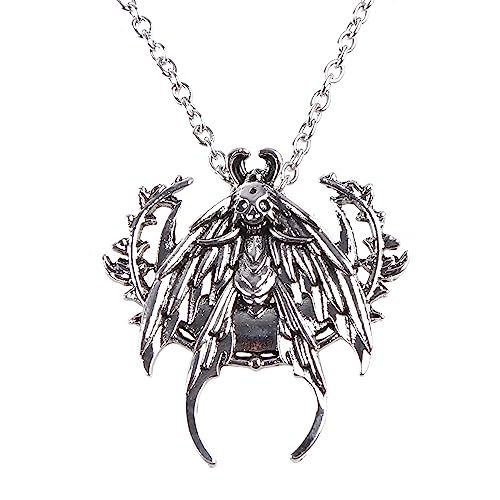 Mondmotte Halskette Gothic Mond Anhänger Goth Schmuck Geschenk Für Frauen Insekten Schmuck Anhänger Halskette von Watreketal