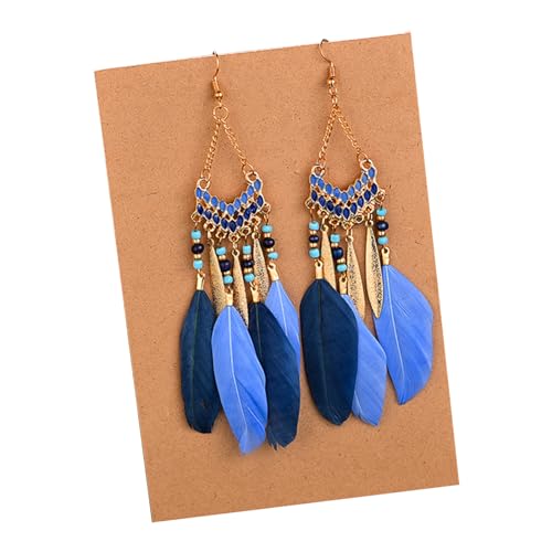 Quaste Ohrringe Für Frauen Baumeln Feder Drop Beads Vintage Schmuck Brincos Feder Baumelnde Quasten Baumeln von Watreketal