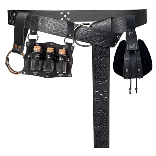 Retro PU Leder Tailentasche 4pcs Set EIN Verstellbarer Gürtelstock Keyring & Köcher Für Festivals Reisen Täglich Wandercampingbeutel von Watreketal