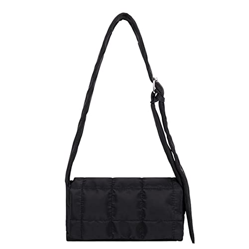 Retro Tasche Feste Farbe Baumwolle Gepolsterte Schulterbeutel Trendy Gesteppte Fashion Ladies Verstellbare Nylon Handtasche Gesteppte Tasche Mit Reißverschluss Design Modetrendy Net Rot von Watreketal