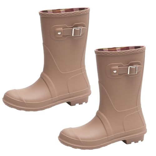 Slip Resistente Regenstiefel Kalb Regen Stiefel Wasserdichte Gartenschuhe Für Mädchen Damen Regenstiefel Bequeme Einlegesöcke Gartenschuhe von Watreketal