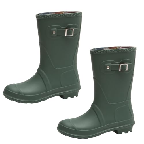 Slip Resistente Regenstiefel Kalb Regen Stiefel Wasserdichte Gartenschuhe Für Mädchen Damen Regenstiefel Bequeme Einlegesöcke Gartenschuhe von Watreketal