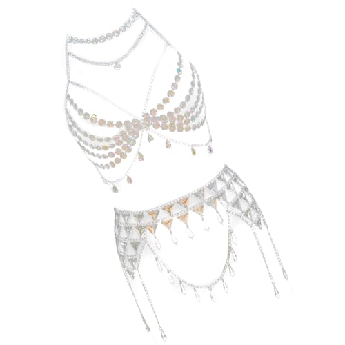 Sparkly Body Chain Set Mit Strasssteinen BH Und Taillenrock Mode Accessoire Für Trendige Frauen Damen Kristalle BH Top Schmuck von Watreketal