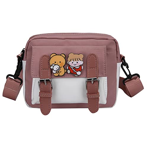 Square Crossbody Bag Nylon Cartoon Schulterbetrieb Für Frauen Teenage Mode Abzeichen Messenger Mit Verstellbarem Gurt Square Nylon von Watreketal