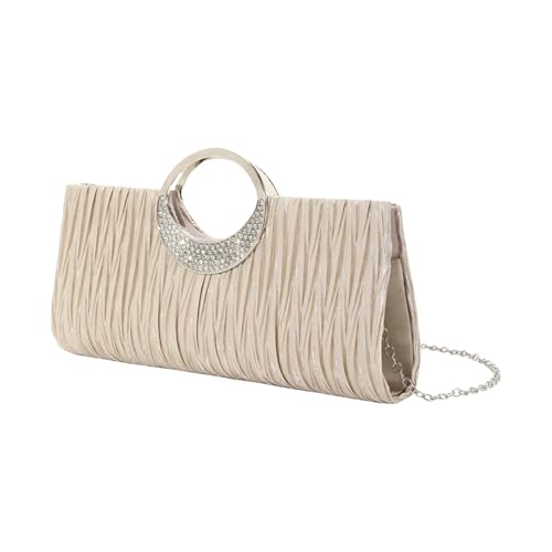 Strasssteine ​​verschönere Satins Falten Handheld Geldbörse Braut Frauen Abend Party Kette Gurt Grad Abschlusstasche Handtasche Frauenabendhandtasche von Watreketal