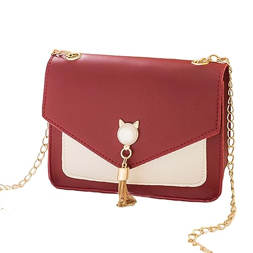 Süße Katzenquasten Umhängetasche Leder Handtaschen Mode Crossbody Tasche Casual Messenger Small Square Fashion Umhängetasche Einzigartiges Design Kompakt Und Leicht von Watreketal