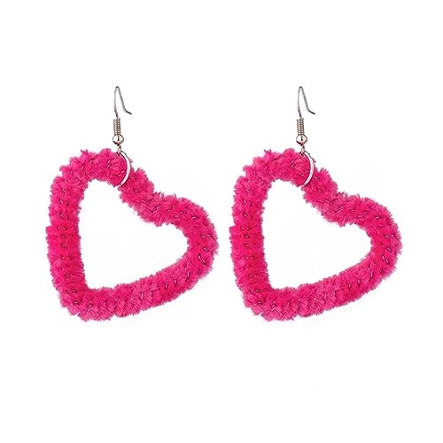 Temperament Dangle Ohrringe Süße Coole Plüsch Herz Anhänger Drop Statement Schmuck Mode Small Hoop Drop Schmuckzubehör Party Party von Watreketal