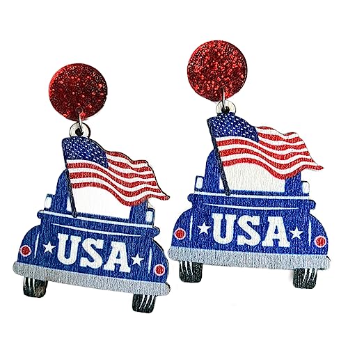 Urlaubsfeier Ohrring Spaß Festliche Amerikanische Flagge Ohrringe Für Patriotisches Outfit Independence Day Hangle Ohrring Red White Blue Star Und Stripes Acrylic von Watreketal