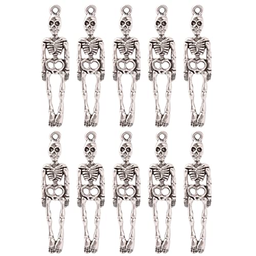 Watreketal 10x Silver Skeleton Halloween Schmuck Zubehör Für Halskette Armband Goth Schädel Körperknochen Anhänger Schädel Anhänger Bulk Männer Silber Schmuck Machen Frauen Machen von Watreketal