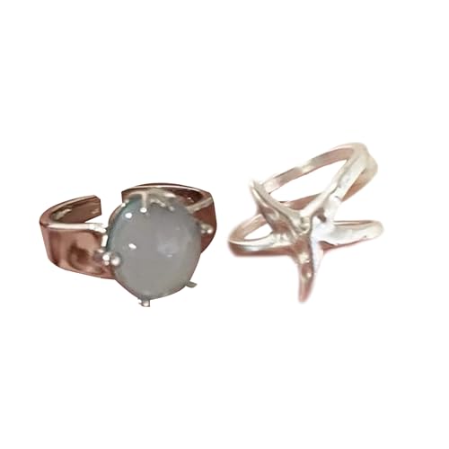 Watreketal 2 Stücke Verstellbare Ozeanik Themen Schmuck Set Elegante Kristalle Stapelbare Ringe Trendige Geschenke Für Ihre Freizeitkleidung Legierung Verstellbare Ringe von Watreketal