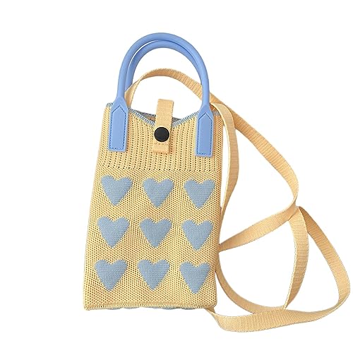 Watreketal 2023 Neue Handy Taschen Crossbody Schulter Für Mädchen Frauen Lady Geldbeutel Süßes Häkeln Gestrickt Herz Telefonbeutel von Watreketal