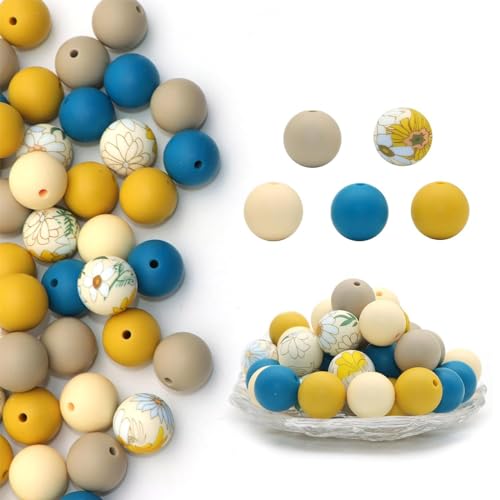 Watreketal 50 Stück Farbenfrohe Abstandshalterperlen Charme Lose Silikonmaterial Easy Faden Perfekt Für Schmuck Herstellung Weicher Loser Perlen von Watreketal