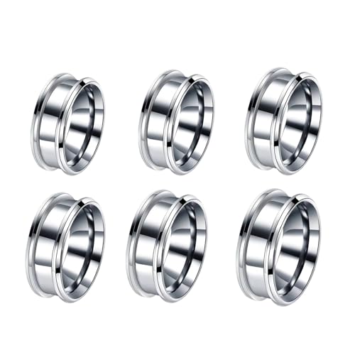 Watreketal 6 PCs Langlebige Leere Ringe Kratzfeste Blanks Materialien Unisex Edelstahl Rill Ringe von Watreketal