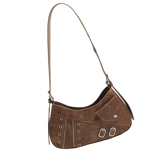 Watreketal Ästhetische Punk Damen Umhängetasche PU Leder Ösen Schnickgespannte Crossbody Geldbörse Achselhändler Mit Verstellbarem Riemen PU Leder Umhängetasche von Watreketal