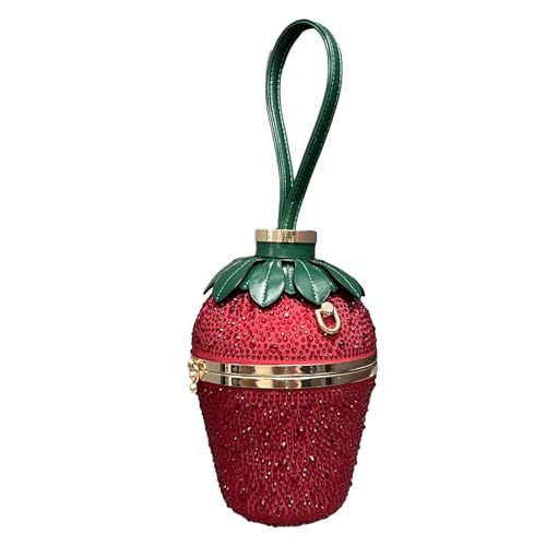 Watreketal Abendbeutel Erdbeerform Geformte Clutch Handtasche Tasche Party Hochzeitsschulter Für Frauen Cocktail Crossbody Umhängetaschen von Watreketal