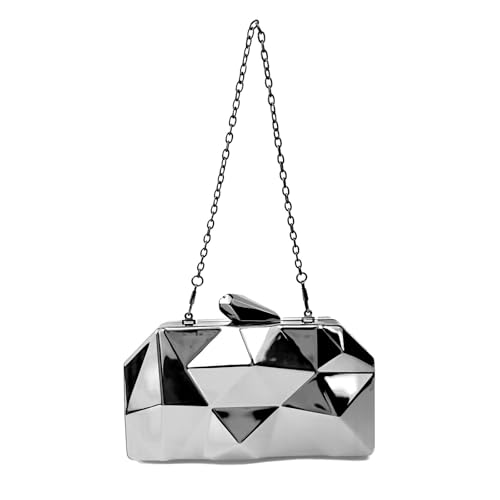 Watreketal Abendtasche Für Frauen Kiste Umklammerte Acrylhandtasche Silber Crossbody Kettenband Schulter Frauen Box Schulter Silber Clutch Handtasche von Watreketal