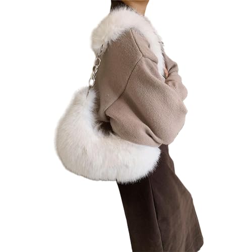 Watreketal Chick Plüsch Unterarmtasche Y2K Umhängetaschen Frauen Modische Pelzbeutel Für Den Alltagstransport Frauen Reisetasche von Watreketal