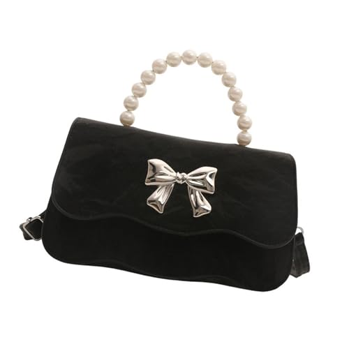 Watreketal Damen Modische Perlen Top Umhängetasche Mit Verstellbarem Riemen Kleine Geldbörse PU Leder Bowknot Crossbody Handtasche PU Leder Crossbody Tasche von Watreketal