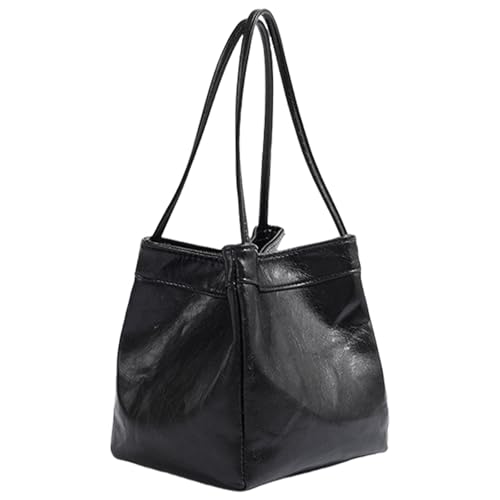 Watreketal Damen PU Leder Achselhöhle Tasche Casual Eimer Schulter Koreanische Stile Handtasche All Matching Unterarm Shopping Frauen PU Leder Schulter Trend Eimer Koreanische Stile Unterarm von Watreketal
