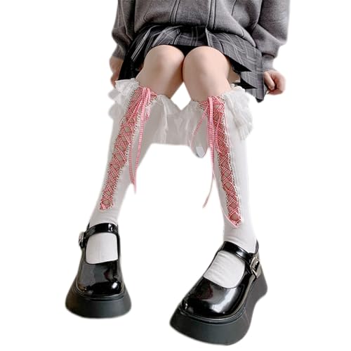 Watreketal Damen Spitzen Trimmsocken Süße Cosplay Strümpfe Retro Sie Baumwoll Japanische Studentenstiefel Strümpfe Frauenbindung Cotton Niedliche Spitzenverkleidung Prinzessin Für Party von Watreketal