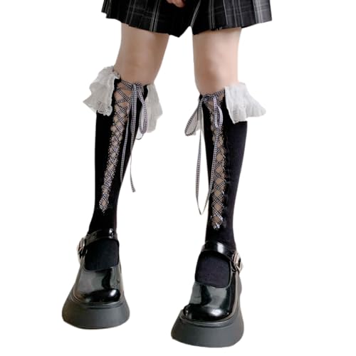 Watreketal Damen Spitzen Trimmsocken Süße Cosplay Strümpfe Retro Sie Baumwoll Japanische Studentenstiefel Strümpfe Frauenbindung Cotton Niedliche Spitzenverkleidung Prinzessin Für Party von Watreketal
