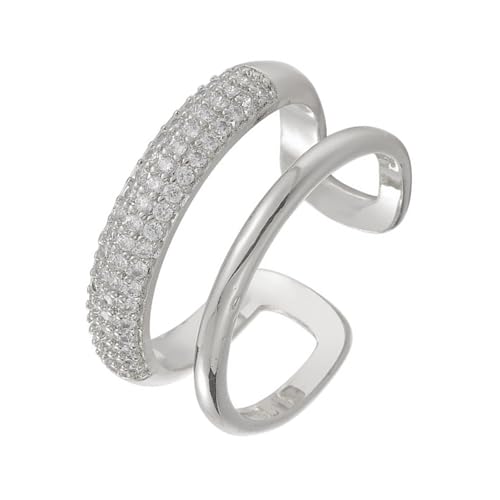 Watreketal Elegante Doppelschichtringe Mit Kubischen Zirkonia Steinen Hoch Entwickelte Strasssteine ​​Eröffnung Fingerringe Hochzeit Schmuck Business Event Accessoire von Watreketal