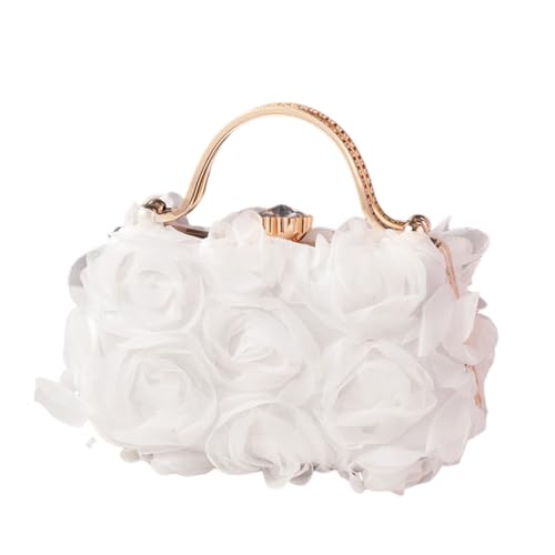 Watreketal Elegante Rose Blumenabendtasche Für Formelle Veranstaltung Frauen Strauchsteine ​​Top Clutches Handtasche Mit Kettengurt Elegante Blumenabendtasche von Watreketal