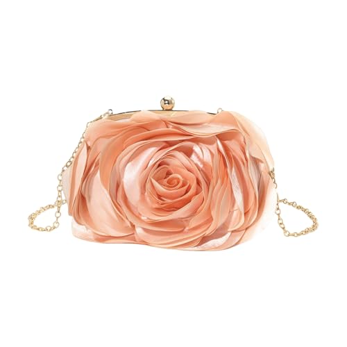 Watreketal Elegante Satins Rose Crossbody Handtasche Mit Kettenriemen Für Brautjungfern Und Gäste Hochzeiten Partys Klauen Geldbeutel Hochzeit Abendtasche von Watreketal
