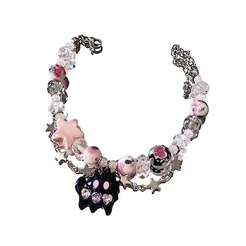 Watreketal Exquisites Schwarzes Katzenherzpentagramm Leichtmetallarmband Für Frauen Süßes Ästhetischer Charme Armband Mode Schmuck Fünf Punkte Sternbänder Für Frauen von Watreketal
