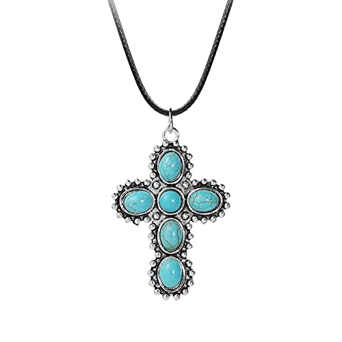 Watreketal Fashion Cross Anhänger Halskette Gothic Vintage Ästhetische Türkisfarbene Party Schmuck Schlüsselbein Kette Turquoise Halskette Für Frauen Westliche Männer Watreketal Fashion Cross Anhänger Halskette Gothic Vintage Ästhetische Türkisfarbene Party Schmuck Schlüsselbein Kette Turquoise Halskette Für Frauen Westliche Männer von Watreketal