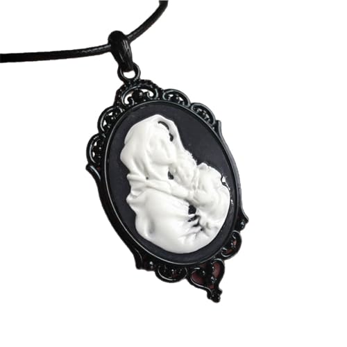 Watreketal Fashion Vintage Victoria Schwarz Weiß Rosenschädel Anhänger Halskette Für Frauen Punk Gothic Seilkette Schmuckzubehör Gotische Schädel Halskette Für Frauen von Watreketal
