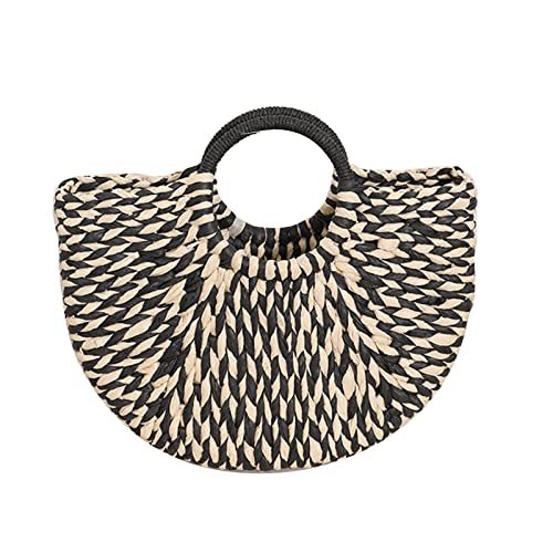 Watreketal Frauen Gewebter Strohbeutel Große Kapazität Tasche Handtasche Mode Semi Strand Lässig Großkapazität Strand Für Frauen Einfache Strohhandtasche Sommertasche von Watreketal