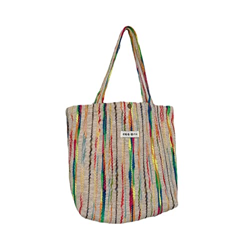 Watreketal Frauen Regenbogenstreifen Schulter Einkaufstaschen Wiederverwendbarer Lässiger Outdoor Party Frauen Tasche Handtaschen Organizer Achselstasche von Watreketal