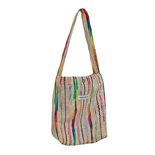 Watreketal Frauen Regenbogenstreifen Schulter Einkaufstaschen Wiederverwendbarer Lässiger Outdoor Party Frauen Tasche Handtaschen Organizer Achselstasche von Watreketal