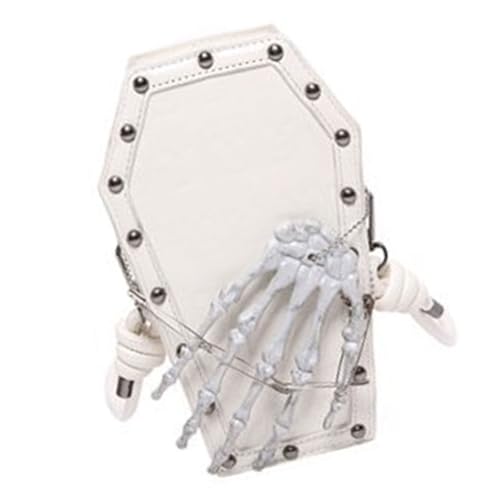 Watreketal Frauen Telefontasche PU Leder Crossbody Punk Messengers Schädel Hand Schulter Halloween Slings Geldbeutel Handkreuzkörper Für Frauen Halloween Schulter Handy Rivet von Watreketal