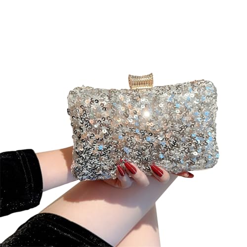 Watreketal Funkelnde Pailletten Clutch Geldbeutel Abendbeutel Abnehmbarer Ketten Telefon Brieftasche Crossbody Kette Schulterparty von Watreketal